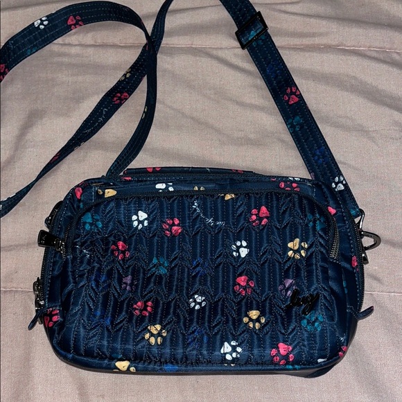 lug Handbags - LUG Mini Ranger Navy Blue Paw Print Convertible Crossbody Purse